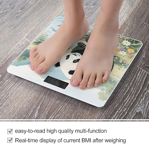 Panda Playful Fish Weight Scale Large Digital Bathroom Scales with Bright LED Display Non Slip Digital Scale and Step On Fashion Weighing Machine for Body