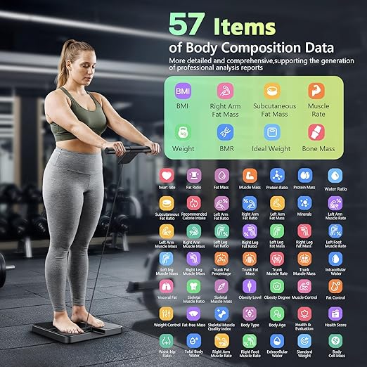 Smart Scale for Body Weight and FatBMIMuscle Mass 57 Body Composition Measurement8 Electrodes Digital Bathroom Scalewith 5.25-inch VA Color Screen on Retractable Handle485lbs