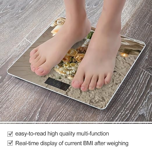 Warm Colored Flowers Scale for Body Weight Digital Bathroom Scale Accurate Smart Weight Scales with Large Display Weighing Machine High Precision Scales