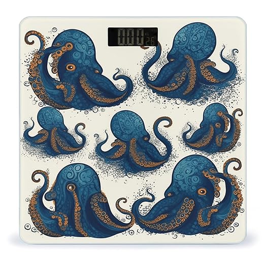 Tentacles Octopus Weight ScaleClear LED Display Bathroom Digital Weighing ScaleTempered Glass Digital Bathroom Scale for Body Weight Capacity Up to 400 Lbs