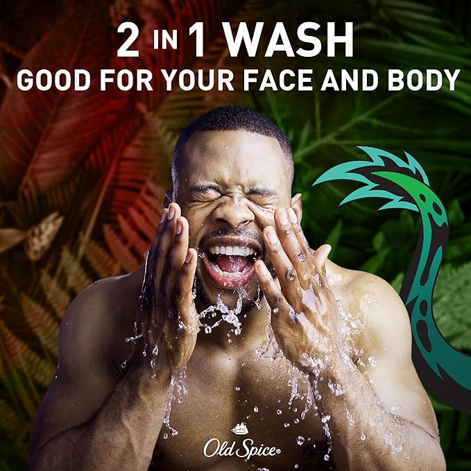 Old Spice Cleansing Body Wash for Men 3X Defense 24/7 Shower Fresh with Lasting Scent 2-in-1 Body &amp Face Wash Dragonblast Scent 24 oz (Pack of 4)
