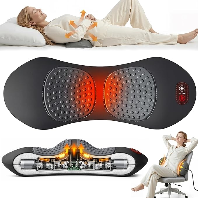 3-in-1 Electric Back Massager Pillow Ergonomic Wedge Cushion with Heat &amp Adjustable Lumbar Support USB Powered Back Support Pad for Bed and Chair