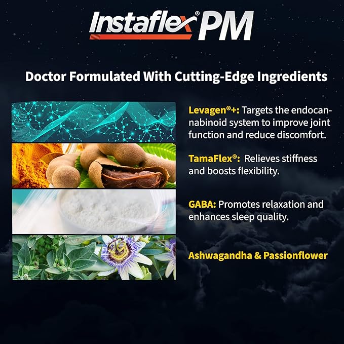 Instaflex PM Nighttime Joint Support with Levagen Tamaflex GABA Ashwagandha Passionflower Extract Mobility Sleep Support - 60 Capules