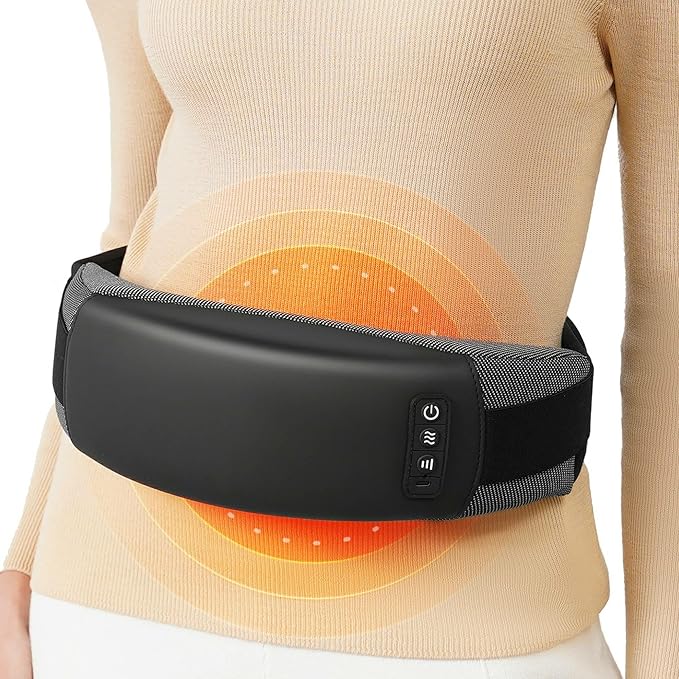 KNQZE Cordless Back Massager Belt for Pain Relief Stomach Massager for Digestion Heating Pad with 2 Heating Levels Slimming Massage Belt with 3 Vibration Modes Gifts for Women Men