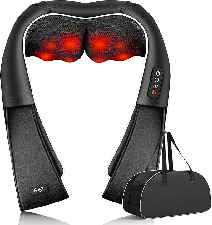 ALLJOY Neck Massager for Pain Relief Deep Tissue with Heat HSA 3D Kneading Shiatsu Neck and Back Massager for Shoulder Full Body Home Office Car Use FSA Birthday Gifts for Mom Men Dad Women