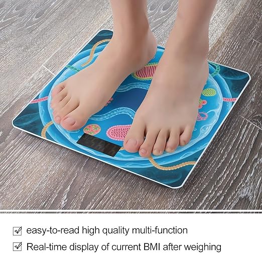 Biological Cell Structure Scale for Body Weight Sturdy Tempered Glass Weighing Scales with LCD Display Accurate Digital Bathroom Scale Convenient Body Fat Smart Scales Easy Read