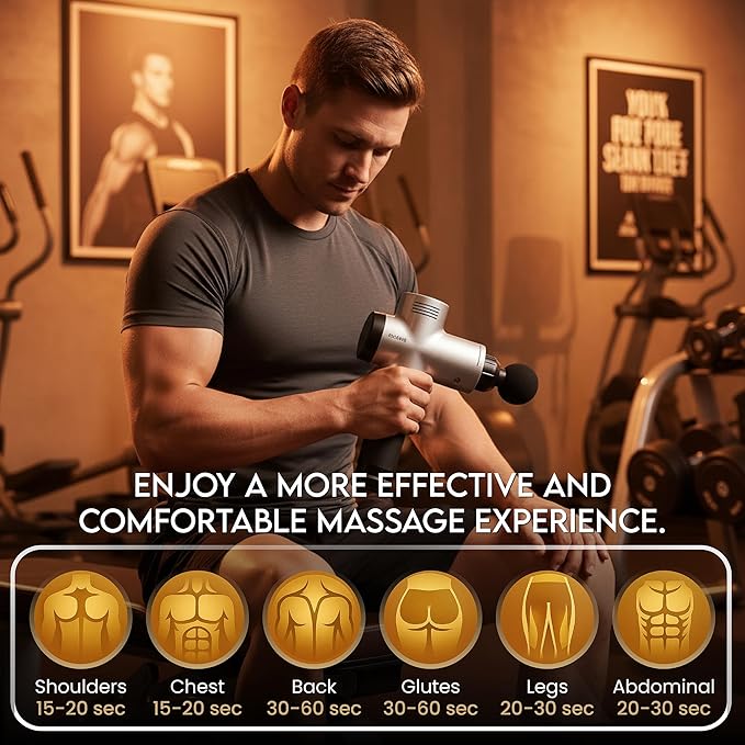 Massage Gun Gift with Carrying Case - Deep Tissue Back Massager for Pain Relief with 6 Percussion Relaxation Heads - Silent Brushless Motor Gift for Wife Mother (White/Pearl)