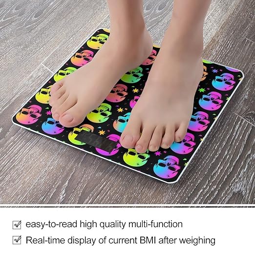 Women's Digital Bathroom Weighing Scale Automatic Switch Energy Saving Scale Smart Scale for Body Weight Neon Gothic Skulls