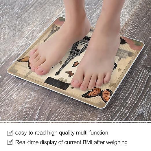 Vintage Paris Eiffel Tower Scale for Body Weight Smart Scales Digital Bathroom Scale High Precision Weighing Scales with Large Display Weighing Machine for People