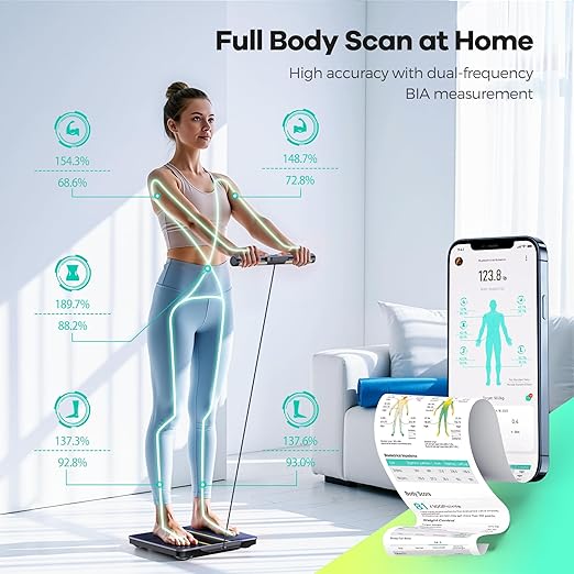 RunStar Smart Scale for Body Weight 8 Electrodes High Precision Digital Bathroom Scale with Set Functions Handle Body Composition Scale for 28 Metrics 400lbs Blue-Black