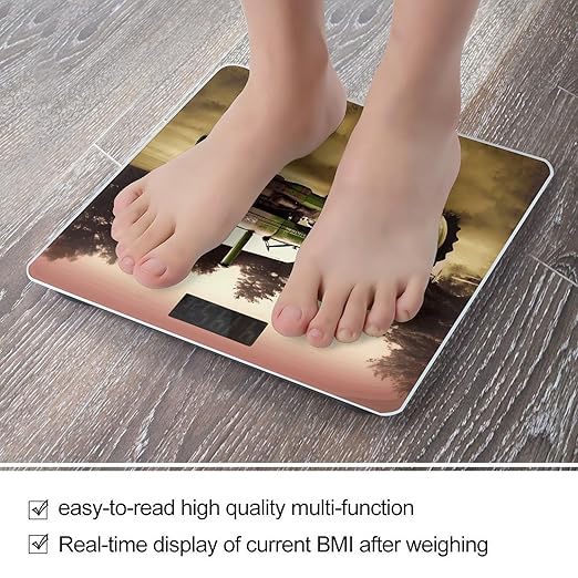 Old Tractor Photo Farm Scale with LCD Precision Weighing Scales Sturdy Tempered Glass Weight Scales Easy-to-Read Anti-Slip Weight Digital Bathroom Scale for Daily