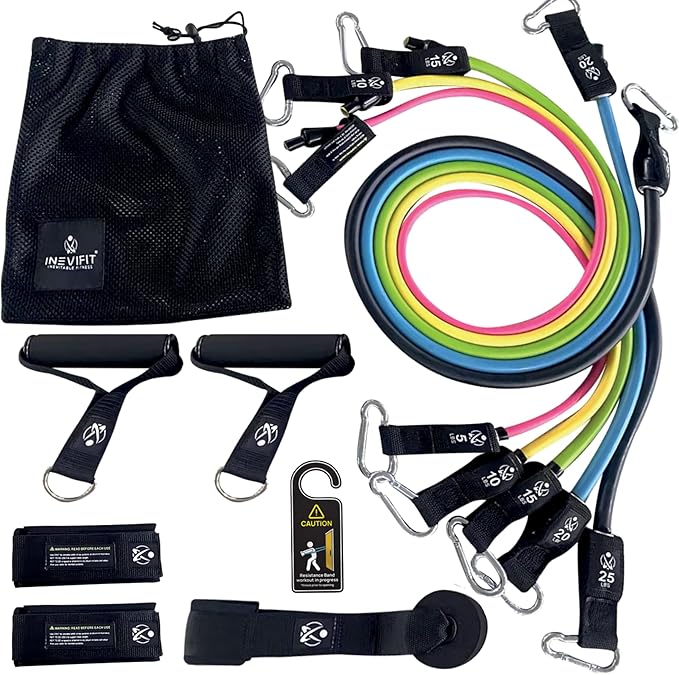 INEVIFIT Strength &amp Wellness Bundle Premium Bathroom Scale &amp 150 LBS Resistance Band Set for Home Workouts