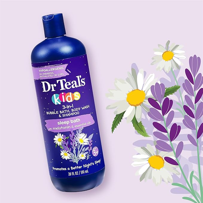 Dr Teal's Kids Sleep Bath &amp Body Wash Bundle with Melatonin &amp Essential Oils (3-Pack 20 fl oz &amp 2-Pack 24 fl oz)
