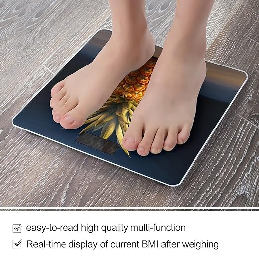 Pineapple Fruit Bathroom Scale for Body Weight Bathroom Weighing Scale with Backlit LCD Display Highly Accurate Measures Weight Up to 180kg