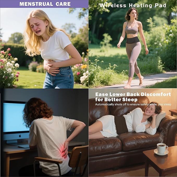 Lower Back Massager Waist Belt - Red Light Therapy 3 Heating &amp Vibration Levels Touchscreen Control Adjustable Size Multi-Use Heating Pad for Back/Stomach/Neck Pain Relief Heated Back Brace