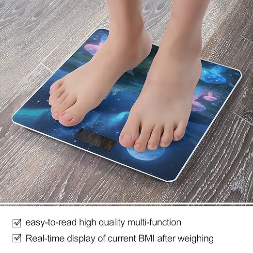 Moonlit Night Flying Rabbit Smart Scale for Body Weight Digital Bathroom Scale Toughened Glass Weight Scale with Large LCD Backlight Display High Precision Scales Weighing Machine