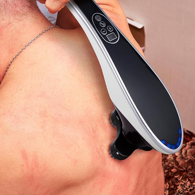 Rechargeable Handheld Back &amp Neck Massager for Pain Relief Deep Tissue - Electric Double Head - Electric Percussion Body Massage for Shoulder Leg Muscles Neck &amp Foot Massager - Full Body Ma