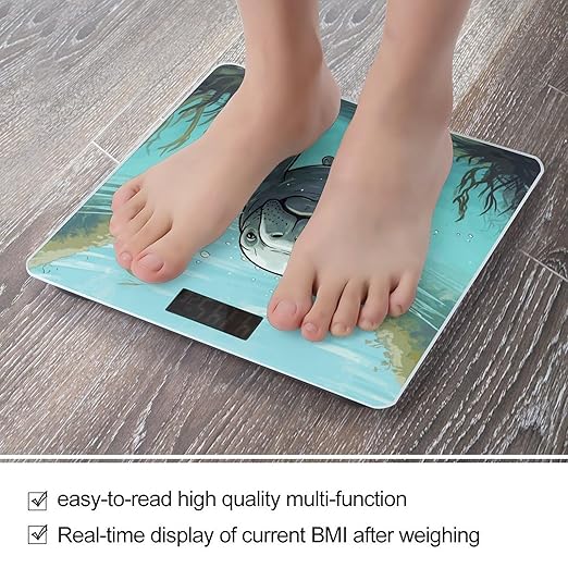 Crazy Save Manatee Bathroom Scale for Body Weight Bathroom Digital Electronic Weighing Scale with Back Lit LED Display Sturdy Tempered Glass Weight Watchers Scales 400lb