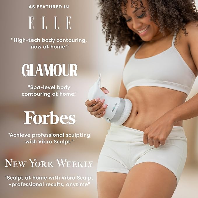 Vibro Sculpt 1.0 Body Sculpting Machine – Lymphatic Drainage Massager &amp Cellulite Massage Tool for Legs Stomach &amp Arms – with Interchangeable Pads that Helps Improve Skin Texture