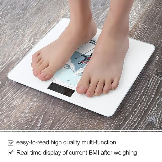 Skiing Theme Bathroom Scale for Body Weight 400 Lb Weight Scale with High Precision Sensors Tempered Glass Highly Accurate Digital Weighing Machine for People
