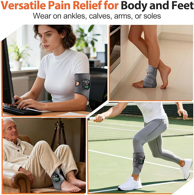 Foot Ankle Massager for Pain Relief Cordless Ankle Heating Pad with Massage Foot Massager Heated Ankles Brace Wrap 6 Heats 3 Vibrations