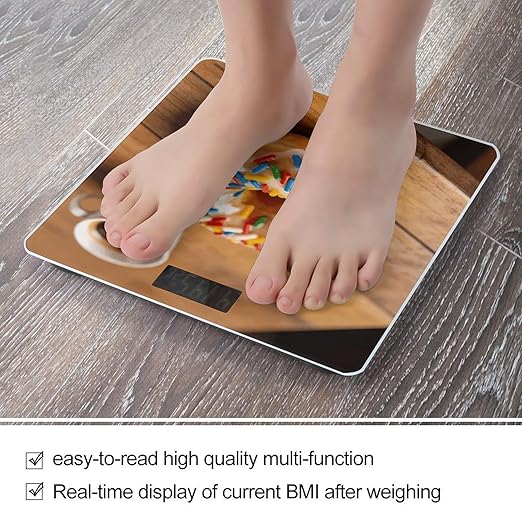 Doughnut Weight ScaleClear LED Display Bathroom Digital Weighing ScaleTempered Glass Digital Bathroom Scale for Body Weight Capacity Up to 400 Lbs