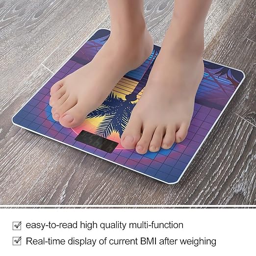 Palm Tree Sun and Grid Scale for Body Weight Digital Bathroom Scale Accurate Smart Weight Scales with Large Display Weighing Machine High Precision Scales