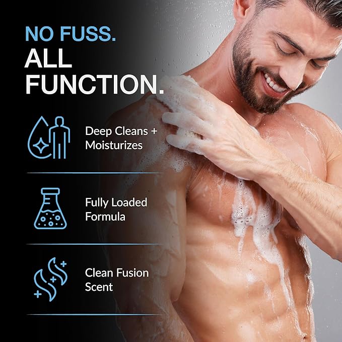 Chassis 360 Hydrating Men’s Body Wash &amp All-In-One Face Moisturizer Bundle – Triple Foam Body Cleanser + Vitamin C Niacinamide &amp Hyaluronic Acid Moisturizer