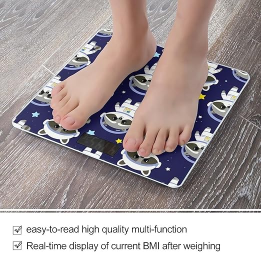 Digital Bathroom Weighing Scale Energy Saving Scale Smart Scale for Body Weight Funny Cartoon Space Raccoon Astronaut