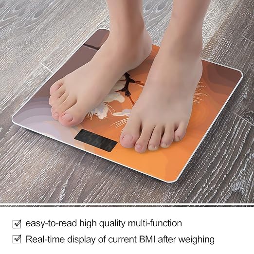 Flowers Under Orange Light Weight Scale Digital Electronic Scales Bathroom Scale Larg LCD Backlight Display High Precisio MeasurementsTempered Glass