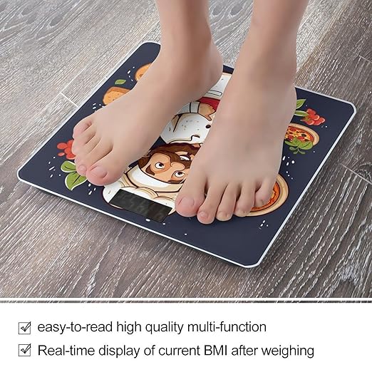 Digital Bathroom Scale for Body Weight Scale with Bright LCD Display High Accuracy Step-On Technology Auto On/Off Chef Pizza Digital Scales 400 Lbs /180kg