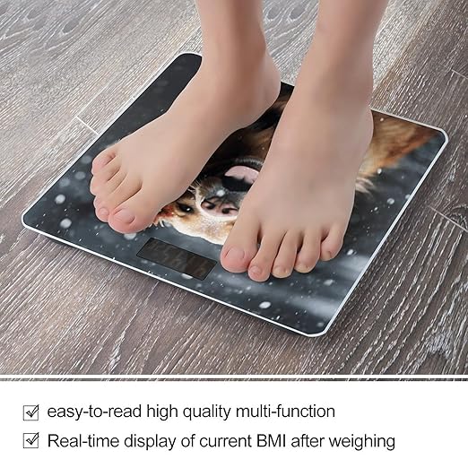 Happy Dog in Rain Scale for Body Weight Accurate Digital Bathroom Scale Toughened Glass High Precision Scales Smart Weight Scales with Large LCD Backlight Display Weighing Machine