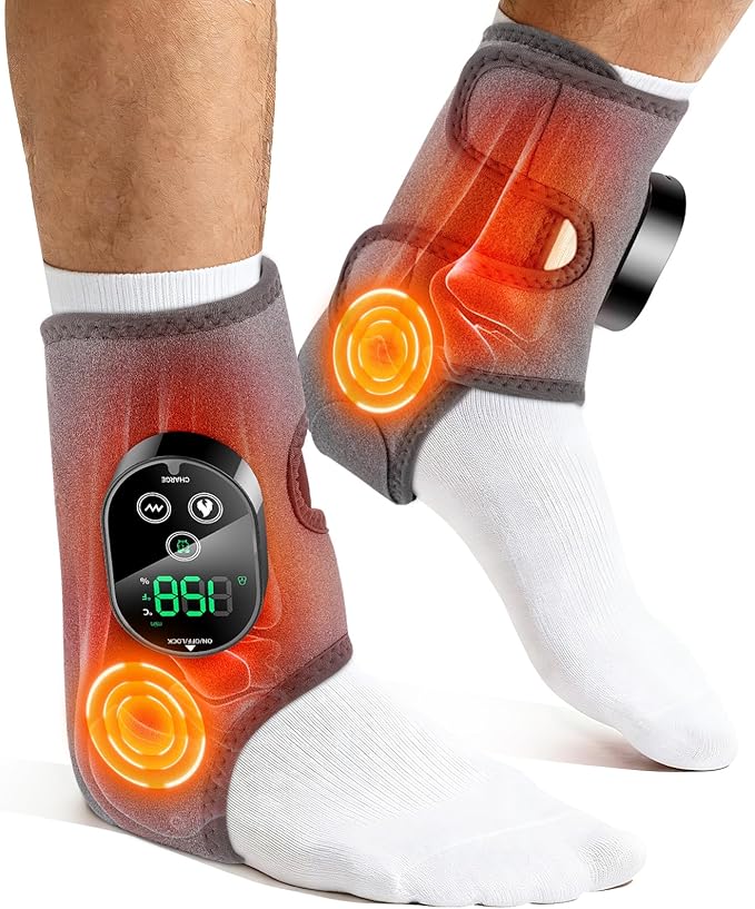2 Pack Cordless Ankle and Foot Massager Ankle Massager for Pain Relief Feet Massager Ankles Heating Pad Foot Heating Pad Heating Pads for Ankles Feet Pain Relief Grey