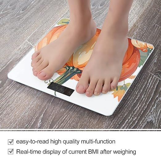 Fall Watercolor Pumpkins Smart Scale for Body Weight Accurate Bathroom Scale with LED Display Digital Weight Scales Weighing Machine High Precision Scales for Bath Home