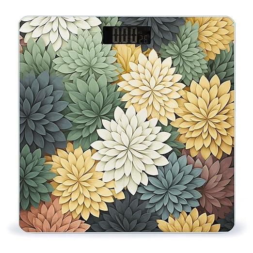 Petals Garden Leaves Scale for Body Weight Anti-Slip Tempered Glass Digital Bathroom Scales Clear LCD Display Weighing Scale Safe Rounded Corners Smart Scales