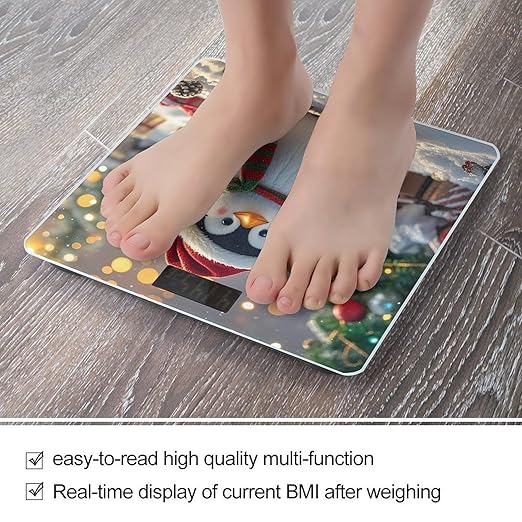 Christmas Funny Penguin Weight Scale Highly Accurate Digital Weighing Scale with Large LCD Display Smart Bathroom Scales for Home Bedrooms and Gift Giving