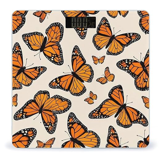 Smart Scale for Body Weight Digital Bathroom Weighing Scale Energy Saving Scale Orange Monarch Butterfly Floral