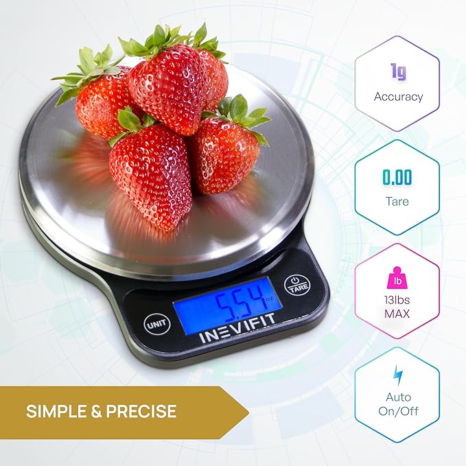 INEVIFIT Bathroom Scale &amp Digital Kitchen Scale Fitness Bundle Complete Body Composition and Nutrition Tracking Solution with Batteries Included