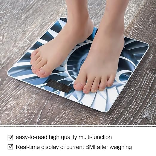 Jet Engine Scale for Body Weight Anti-Slip Sturdy Tempered Glass Weighing Machine Highly Digital Accurate Bright LCD Bathroom Scale for Household Gift
