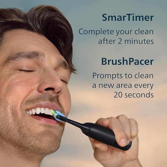 Philips Sonicare 6500 Series Electric Toothbrush - Next-Generation Sonicare Technology Pressure Sensor 9 Brushing Settings SmarTimer BrushPacer 21-Day Runtime Travel Case Black HX7411/08