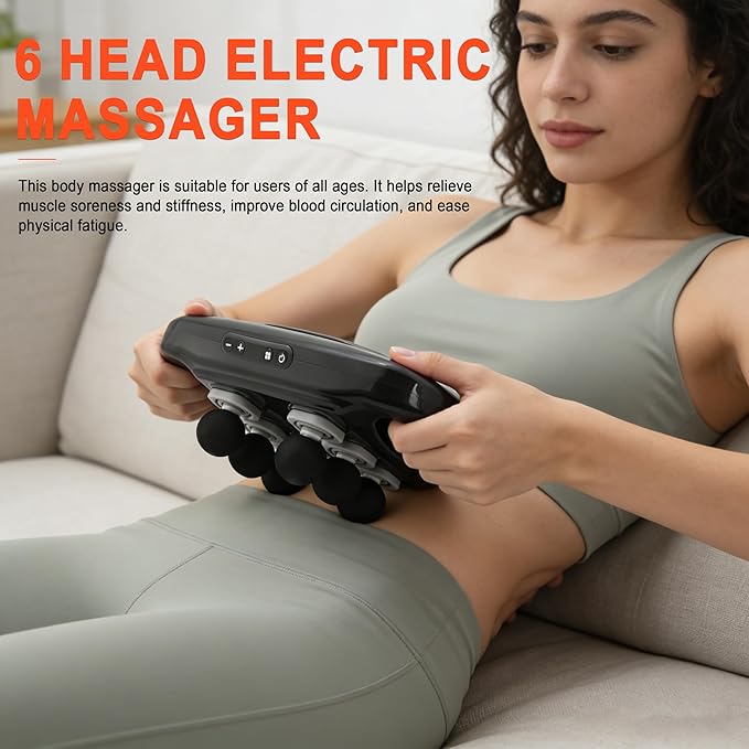 Elitzia Massage Gun Deep Tissue 6 Head Electric Massagers for Back Neck &amp Leg Soreness Relief 20 Speed Adjustments Quiet &amp Powerful USB Charging Muscle Massage Gun Gifts for Men ETD366