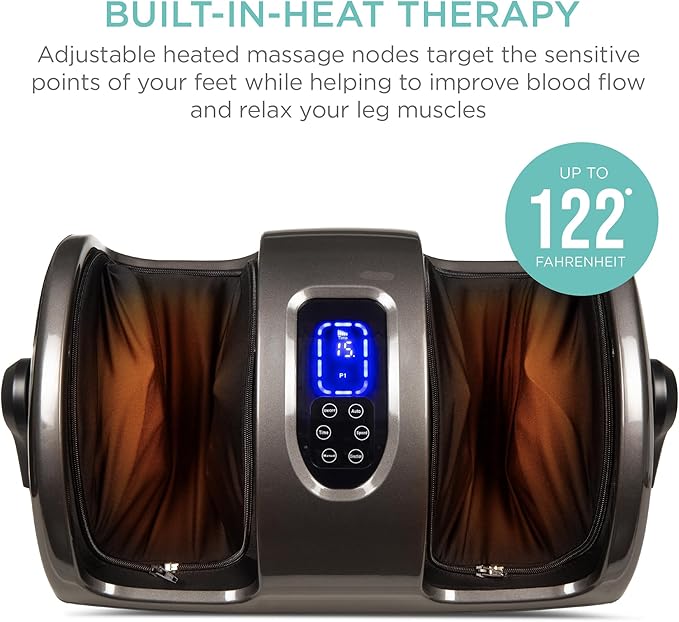Best Choice Products Heated Shiatsu Foot Massager for Pain Relief Plantar Fasciitis Neuropathy Blood Circulation w/Compact Design - Gray