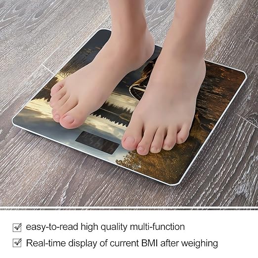 Boat at Lake Shore Smart Scale for Body Weight Accurate Bathroom Scale with LED Display Digital Weight Scales Weighing Machine High Precision Scales for Bath Home