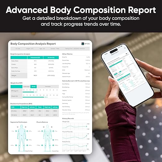 Wyze Scale Ultra BodyScan Smart Scale with Handle – Wi-Fi &amp Bluetooth Body Composition Scale for Weight BMI Body Fat Muscle Mass and Segmental Measurement White