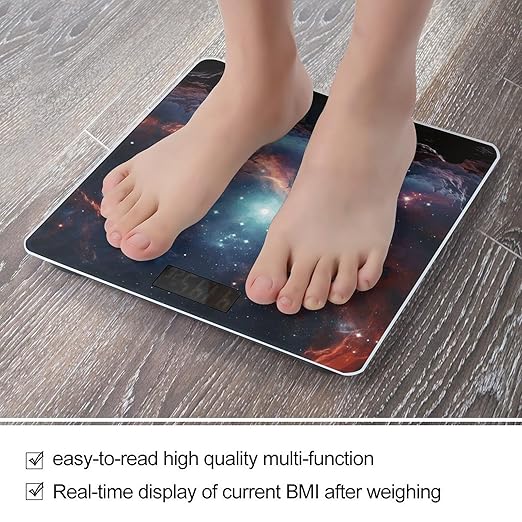 Space with Cluster Scale for Body Weight High Precision Digital Weight Scales with LCD Display Anti-Slip Sturdy Slim Tempered Glass Bathroom Scale for Home Use
