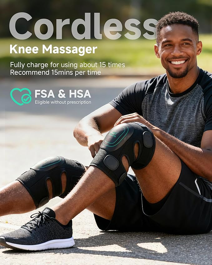 Cordless Knee Massager with Heat 360°All-around Vibration Graphene Heating Pad for Knee Rechargeable Multi Modes Large-size Range for Athletes Housewives Elders Gifts for Men Women Home Office Use