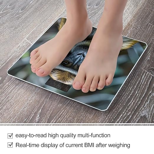 Digital Bathroom Scale for Body Weight Scale with Bright LCD Display High Accuracy Step-On Technology Auto On/Off The Silent Monkey Digital Scales 400 Lbs /180kg