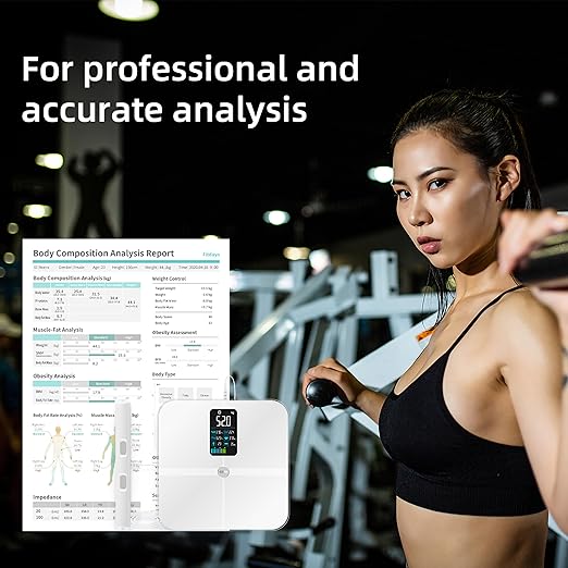 8 Electrode Smart Body Fat Scale Scales for Body Weight and Fat Large Display BMI Digital Weight Scale Composition Analyzer with Report Accurate Bathroom Scale for Weight Muscle White