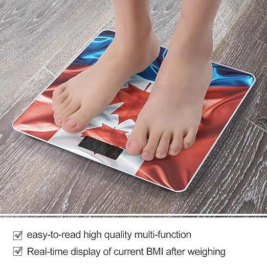 Retro Canada Flag Smart Scale for Body Weight Accurate Bathroom Scale with LED Display Digital Weight Scales Weighing Machine High Precision Scales for Bath Home