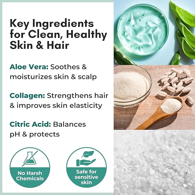 Nurture Rinse Free Body Wash &amp Shampoo w/Aloe | Hospital Grade Hair &amp Body Waterless Cleansing Foam | Women Camping Elderly &amp Hospital Patients | Shower Bath Hand Soap for Sensitive Dry